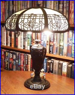 Antique Bent Slag Glass Lamp Chicago Empire Co Miller, Bradley & Hubbard Styles