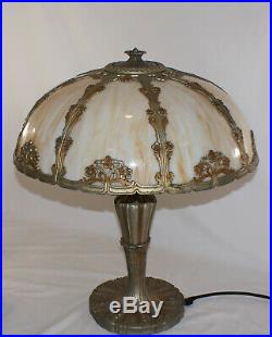Antique Bent Slag Glass Lamp, Large 24x19