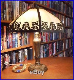 Antique Bent Slag Glass Lamp Miller, Bradley & Hubbard Unique Pittsburgh style