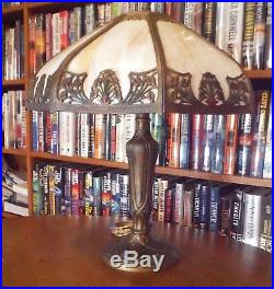 Antique Bent Slag Glass Lamp Miller, Bradley & Hubbard Unique Pittsburgh style