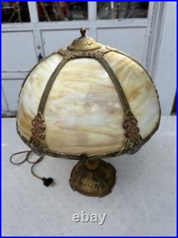 Antique Bent Slag Glass Shade Panel Lamp B&H Rainaud E Miller Rainaud Type & Era