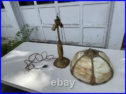 Antique Bent Slag Glass Shade Panel Lamp B&H Rainaud E Miller Rainaud Type & Era