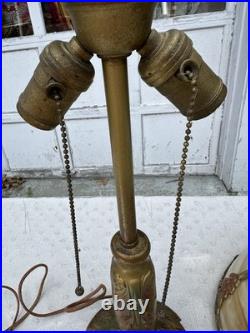 Antique Bent Slag Glass Shade Panel Lamp B&H Rainaud E Miller Rainaud Type & Era
