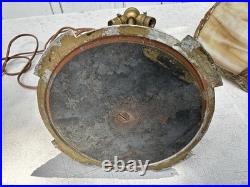 Antique Bent Slag Glass Shade Panel Lamp B&H Rainaud E Miller Rainaud Type & Era