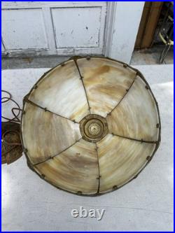 Antique Bent Slag Glass Shade Panel Lamp B&H Rainaud E Miller Rainaud Type & Era