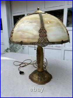 Antique Bent Slag Glass Shade Panel Lamp B&H Rainaud E Miller Rainaud Type & Era