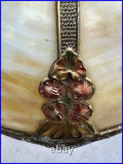 Antique Bent Slag Glass Shade Panel Lamp B&H Rainaud E Miller Rainaud Type & Era