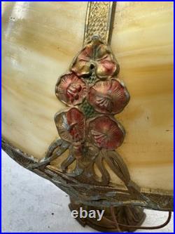 Antique Bent Slag Glass Shade Panel Lamp B&H Rainaud E Miller Rainaud Type & Era