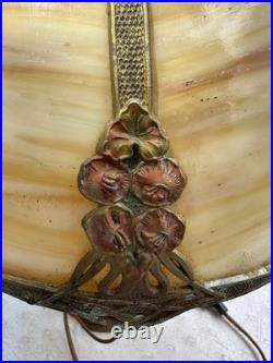 Antique Bent Slag Glass Shade Panel Lamp B&H Rainaud E Miller Rainaud Type & Era