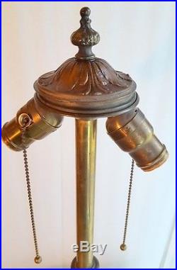 Antique Bent Slag Glass Table Lamp