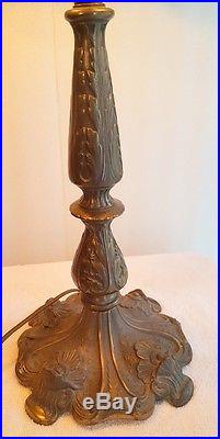 Antique Bent Slag Glass Table Lamp