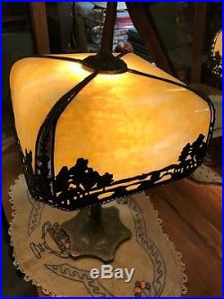 Antique Bent Slag Table Lamp Art Nouveau all. Original