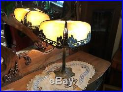 Antique Bent Slag Table Lamp Art Nouveau all. Original