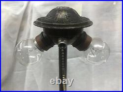 Antique Bigelow & Kennard Caramel Slag Glass Lamp Double Socket