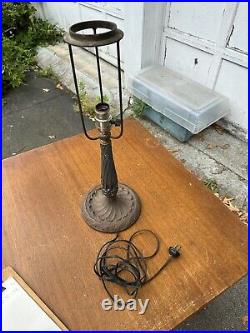 Antique Bigelow & Kennard Cast Iron Table Lamp Base For Slag Reverse Glass Shade