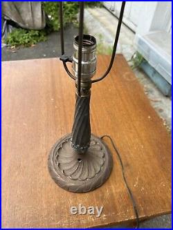 Antique Bigelow & Kennard Cast Iron Table Lamp Base For Slag Reverse Glass Shade