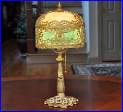 Antique Boudoir Slag Glass Lamp