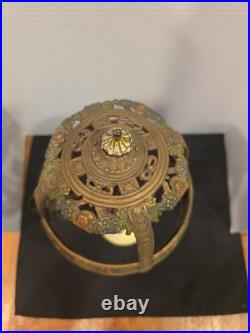 Antique Boudoir Slag Glass Lamp Cast Metal Floral Garland 1920s Miller