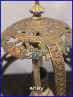 Antique Boudoir Slag Glass Lamp Cast Metal Floral Garland 1920s Miller