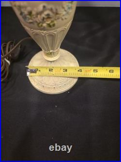 Antique Boudoir Slag Glass Lamp Cast Metal Floral Garland 1920s Miller