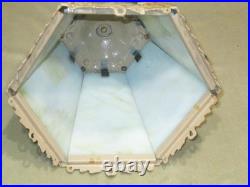 Antique Boudoir Slag Glass Panel Lamp