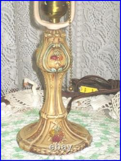 Antique Boudoir Slag Glass Panel Lamp