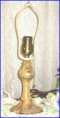 Antique Boudoir Slag Glass Panel Lamp