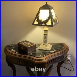 Antique Boudoir Table Lamp Caramel Slag Glass Art Nouveau Style-Working