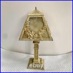 Antique Boudoir Table Lamp Caramel Slag Glass Art Nouveau Style-Working