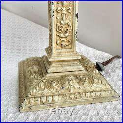 Antique Boudoir Table Lamp Caramel Slag Glass Art Nouveau Style-Working