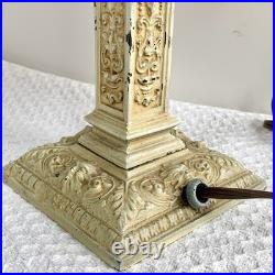 Antique Boudoir Table Lamp Caramel Slag Glass Art Nouveau Style-Working