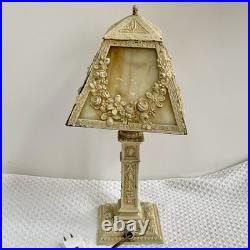 Antique Boudoir Table Lamp Caramel Slag Glass Art Nouveau Style-Working