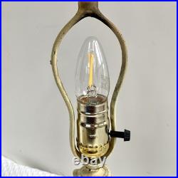 Antique Boudoir Table Lamp Caramel Slag Glass Art Nouveau Style-Working