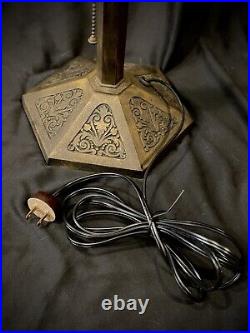 Antique Bradely & Hubbard Slag Glass Lamp Signed B&H Arts & Crafts Mission Era