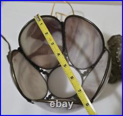 Antique BradleyHubbard Style Electrified, CherubCarriesKerosene Slag Glass Tulip