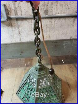 Antique Bradley And Hubbard Slag Glass Hanging Lamp Shade