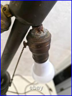 Antique Bradley & Hubbard 8 Panel Slag Glass Table Lamp