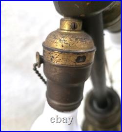 Antique Bradley & Hubbard 8 Panel Slag Glass Table Lamp