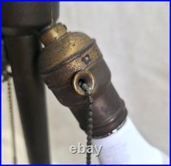 Antique Bradley & Hubbard 8 Panel Slag Glass Table Lamp