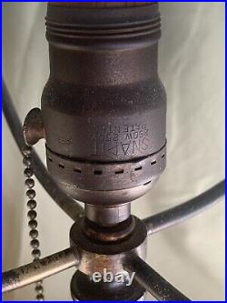 Antique Bradley & Hubbard 8 Panel slag glass Lamp 20 High 14 Wide