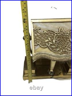 Antique Bradley Hubbard Art Nouveau Desk Lamp Slag Glass w Brass Desk Station