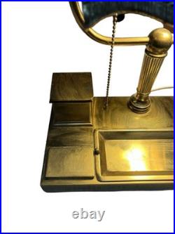 Antique Bradley Hubbard Art Nouveau Desk Lamp Slag Glass w Brass Desk Station
