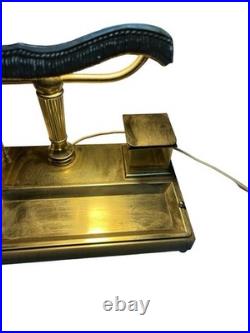 Antique Bradley Hubbard Art Nouveau Desk Lamp Slag Glass w Brass Desk Station
