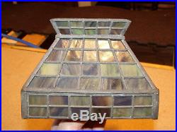 Antique Bradley & Hubbard Arts And Crafts Kerosene Student Lamp Slag Glass Shade