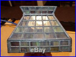 Antique Bradley & Hubbard Arts And Crafts Kerosene Student Lamp Slag Glass Shade