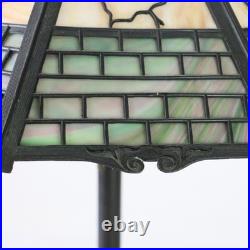 Antique Bradley & Hubbard Arts & Crafts 8-Panel 2-Tone Slag Glass Lamp c1920