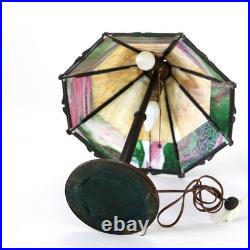 Antique Bradley & Hubbard Arts & Crafts 8-Panel 2-Tone Slag Glass Lamp c1920