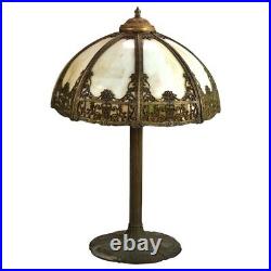 Antique Bradley & Hubbard Arts & Crafts Bent Slag Glass Table Lamp C1920 Antique Bradley & Hubbard Arts & Crafts Bent Slag Glass Table Lamp C1920