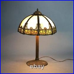 Antique Bradley & Hubbard Arts & Crafts Bent Slag Glass Table Lamp C1920 Antique Bradley & Hubbard Arts & Crafts Bent Slag Glass Table Lamp C1920
