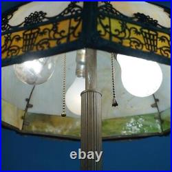 Antique Bradley & Hubbard Arts & Crafts Bent Slag Glass Table Lamp C1920 Antique Bradley & Hubbard Arts & Crafts Bent Slag Glass Table Lamp C1920